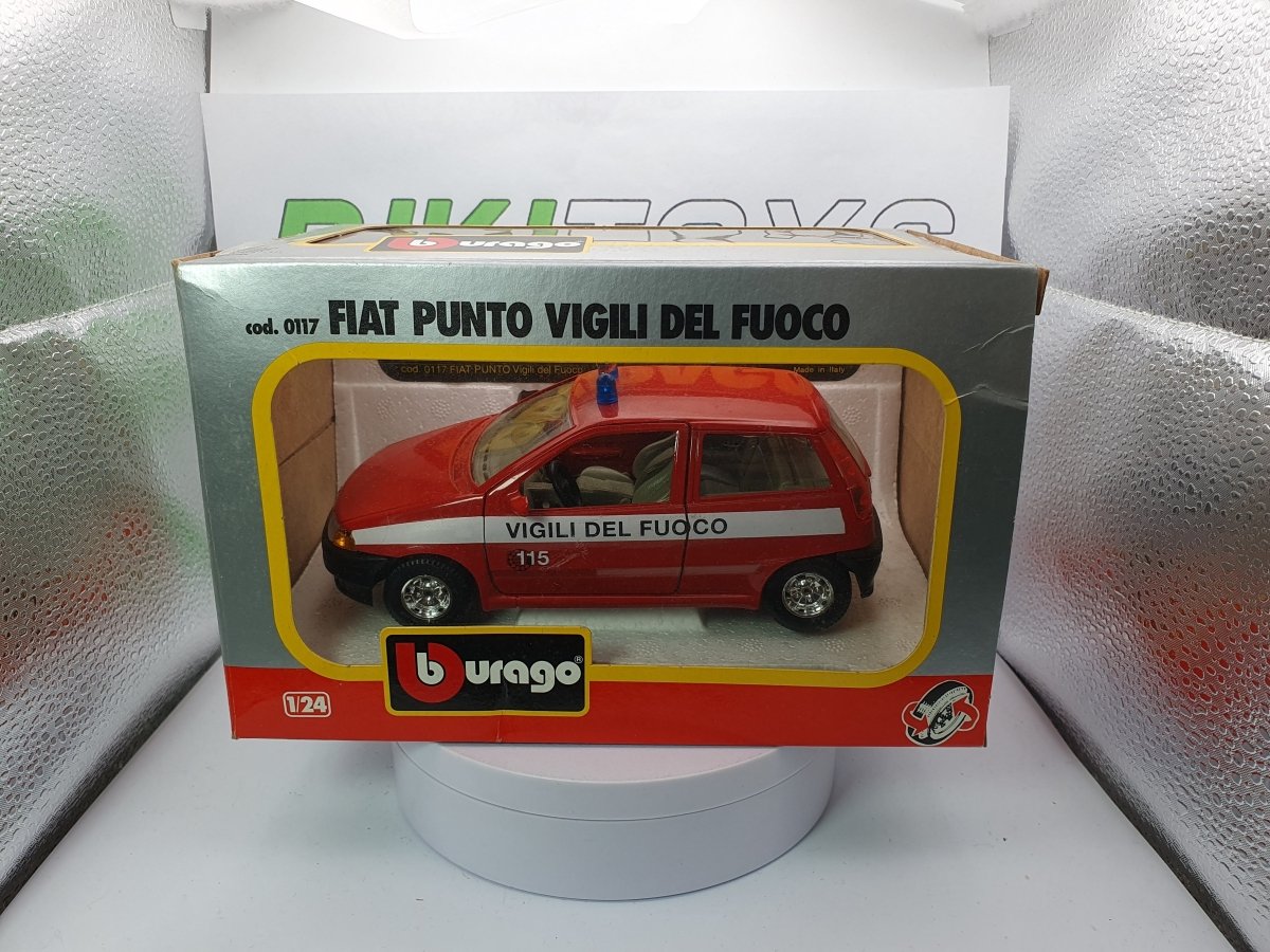 Fiat Punto MK1 Vigili del Fuoco Burago 1/24 Rosso - RikiToys - Burago#